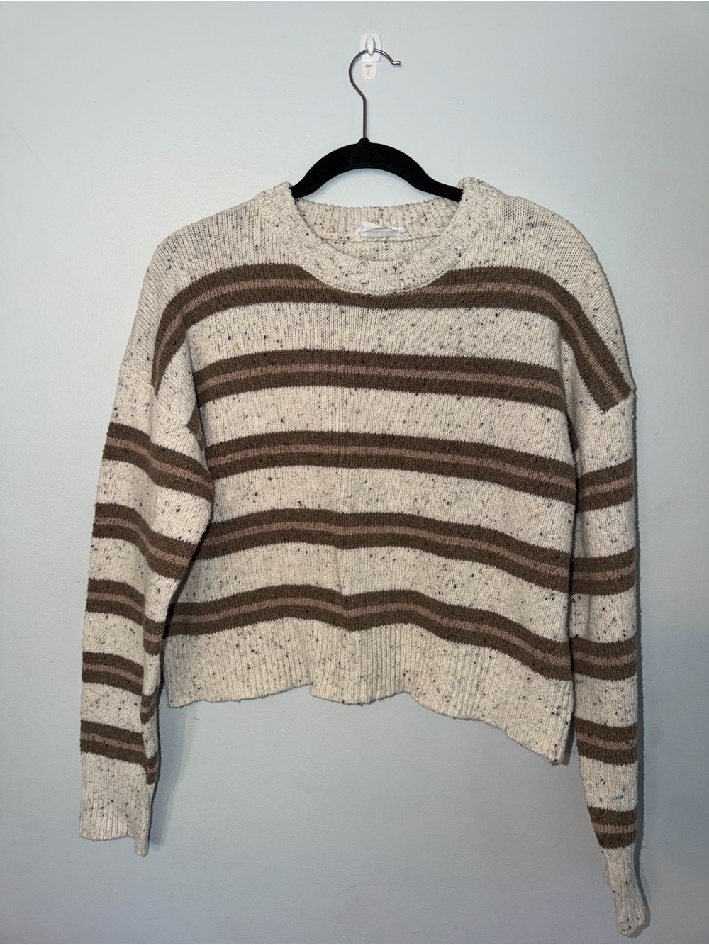 Striped Cream and Brown Knit Sweater - Women